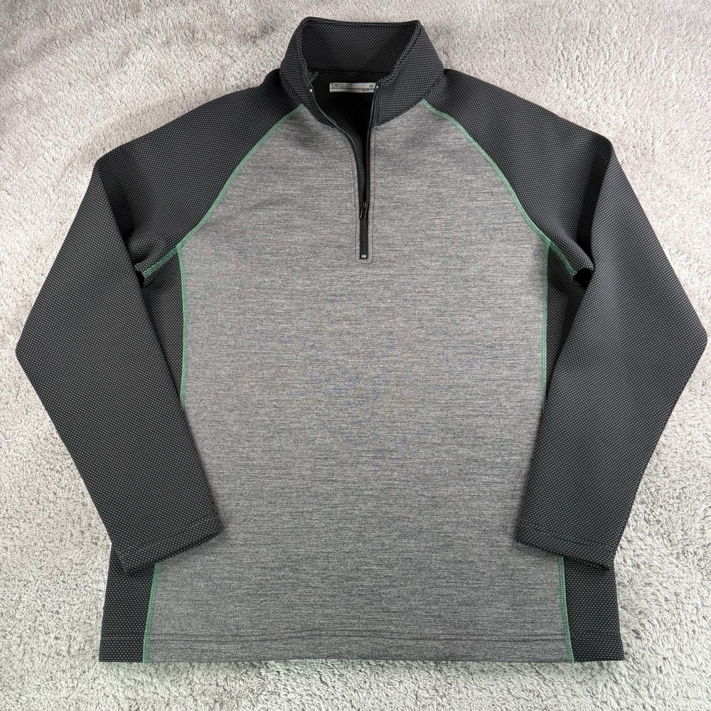 Criquet Quarter Zip Pullover Mens Medium Gray Black Contrast Stitch Performance